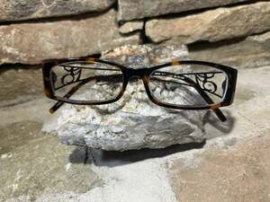 Bob Mackie Designer Jade Tortoise Shell Eye Glass Frames Scroll and Crystals REA